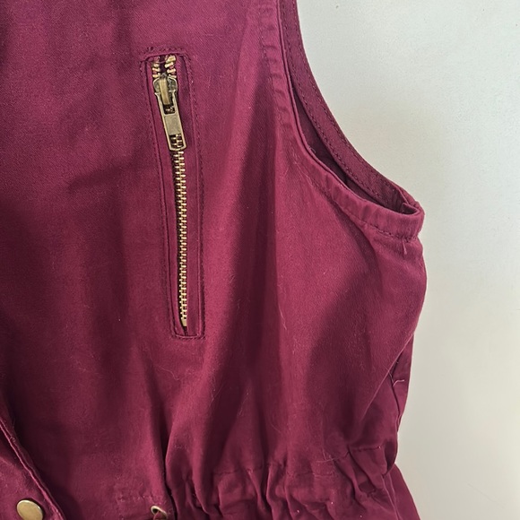 2SABLE💫Women’s Burgundy Military Drawstring Hoodie Vest - Picture 10 of 13